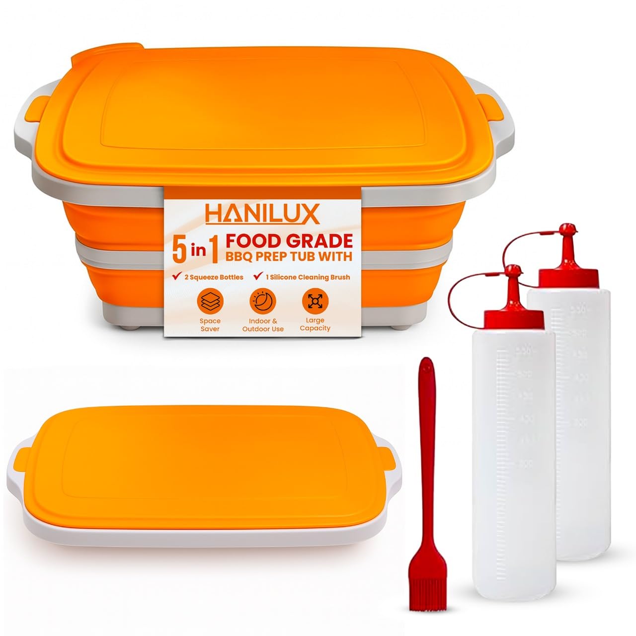 Tubo de HANILUX para preparación plegable con tapa, ideal para marinar y almacenar.