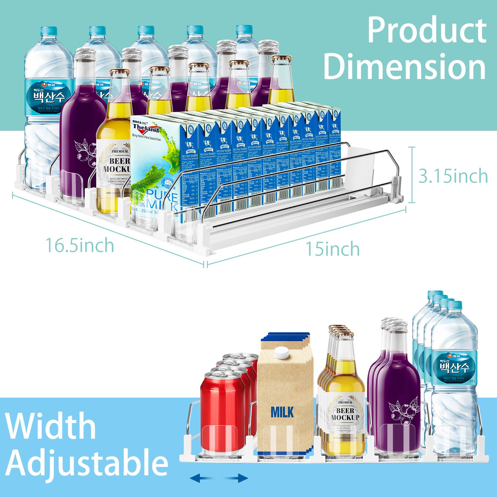Hanmir dispensador de latas 5 filas: ancho ajustable y ahorro de espacio