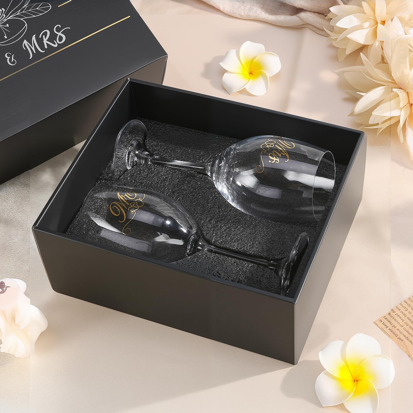 Detalle de cristal claro Hanmsen Mr y Mrs, toque elegante