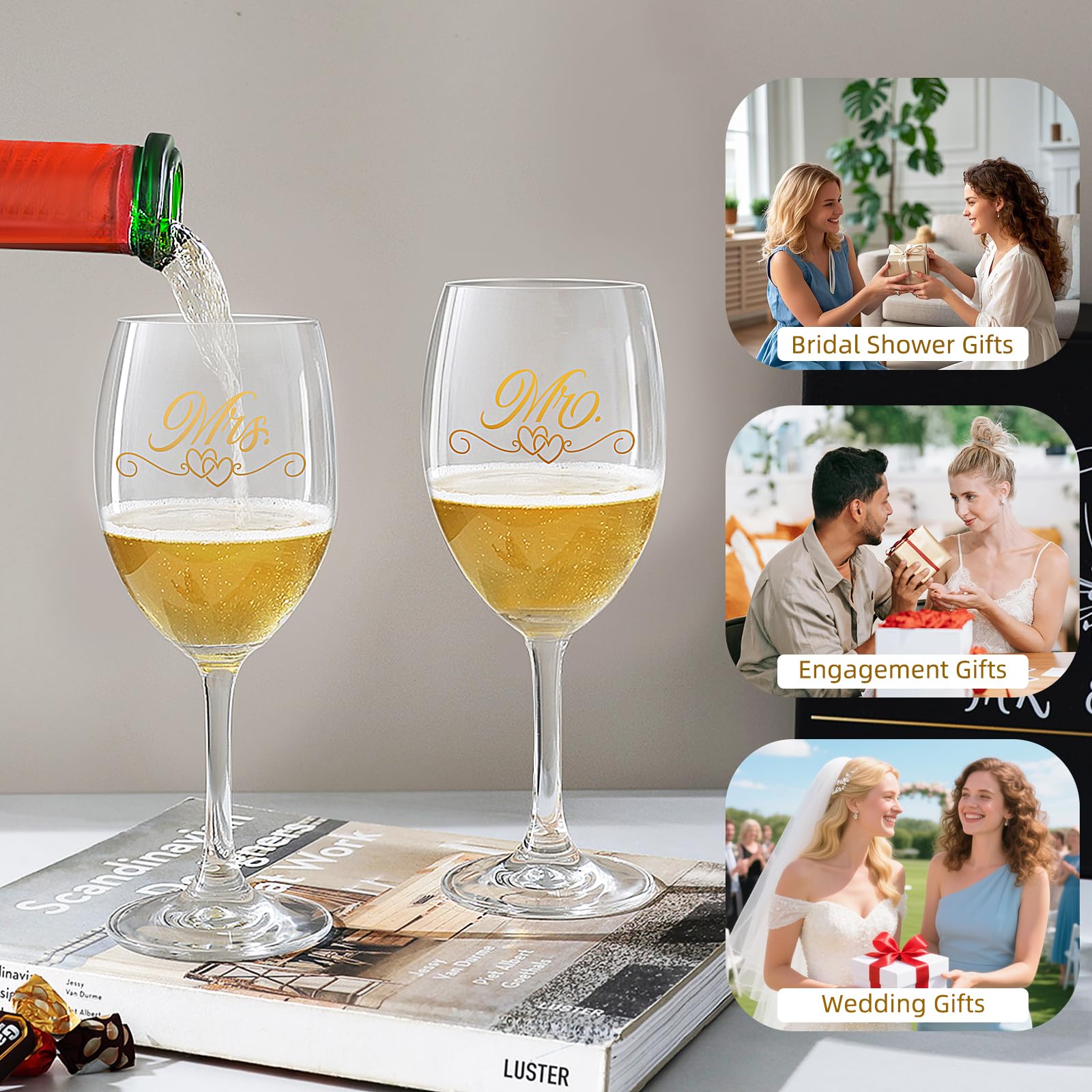 Juego de copas Hanmsen para parejas, regalo de boda o aniversario