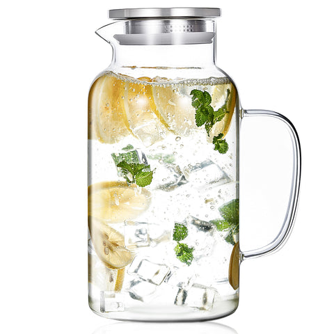 Jarra de vidrio Hannadepot 3.8 L con tapa y vertedor para servir bebidas.