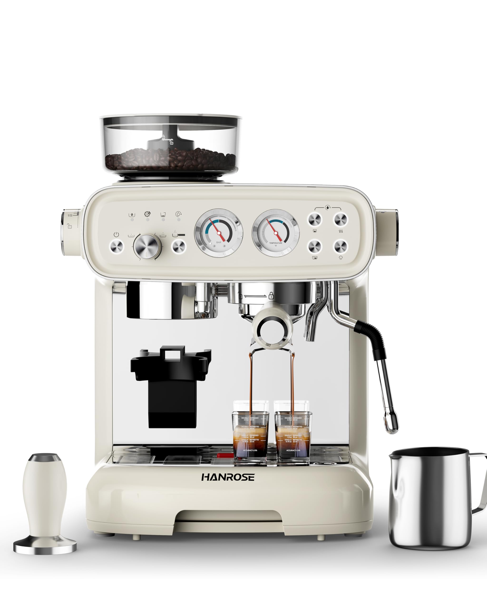 Hanrose Espresso con molinillo integrado para un espresso fresco y control de molienda