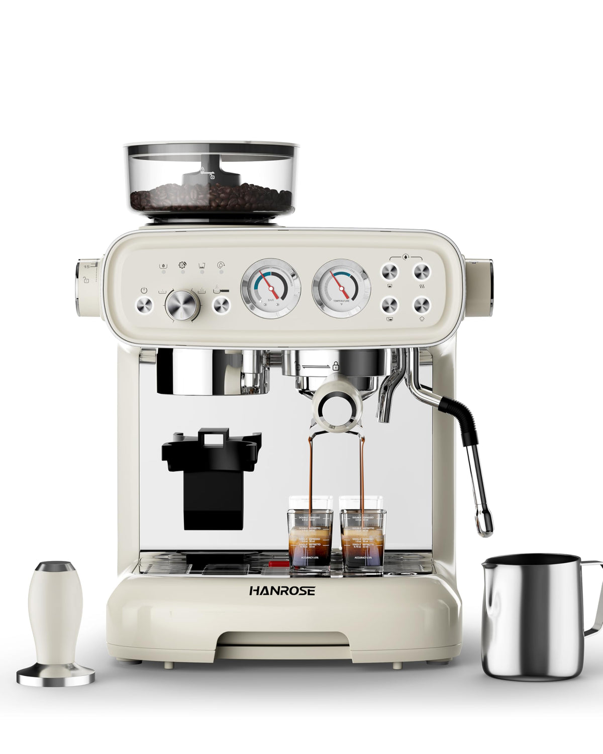 Hanrose Espresso con molinillo integrado para un espresso fresco y control de molienda