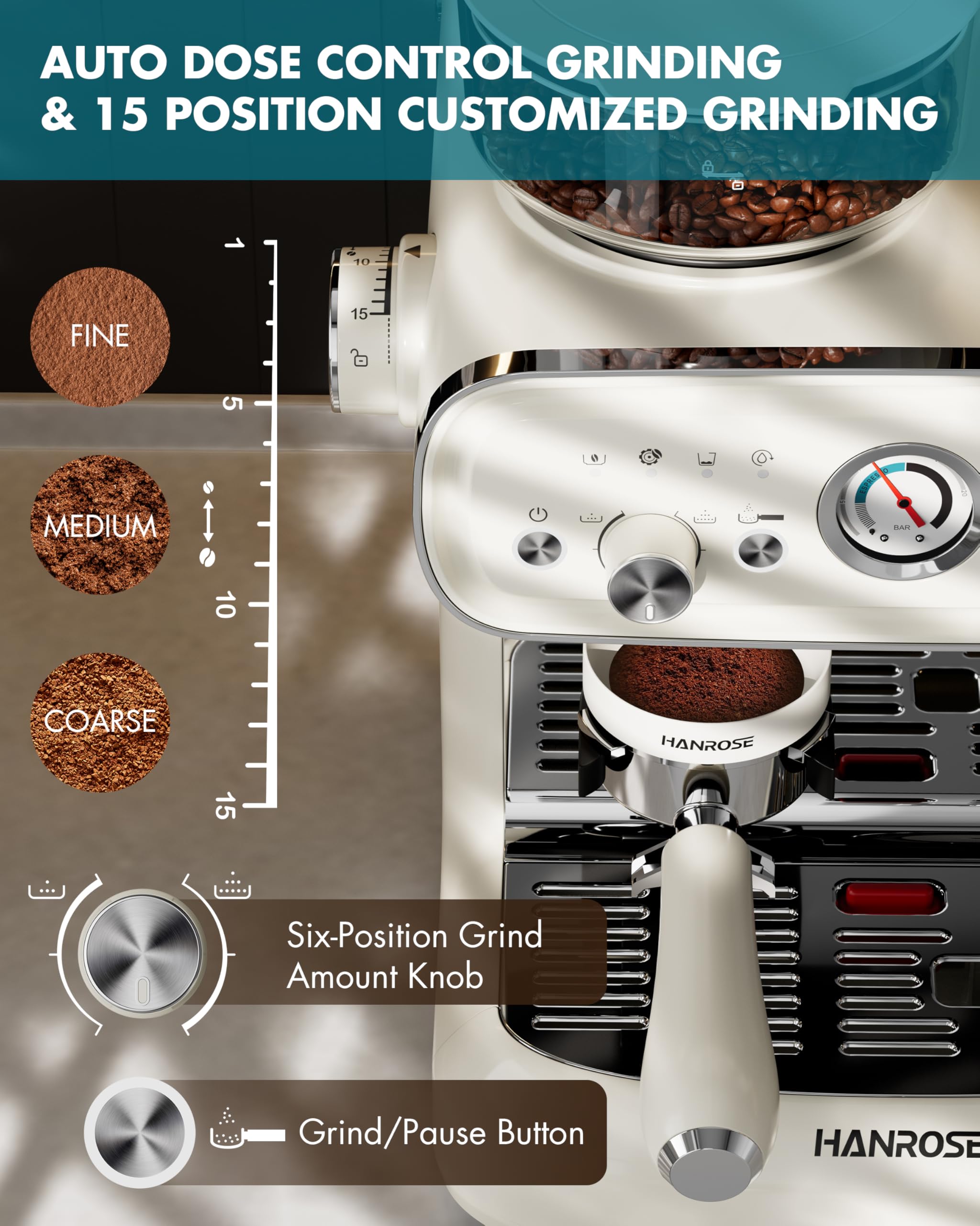Hanrose portafiltro 58mm, distribución uniforme para sabores más intensos