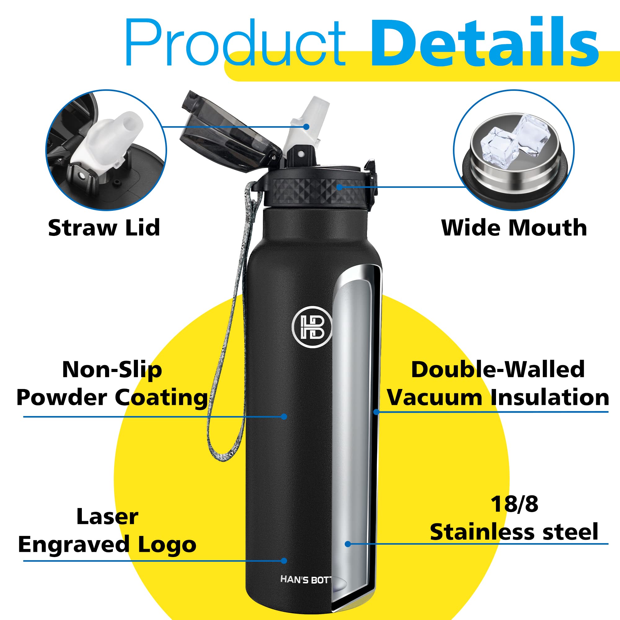 Han's Bottle de acero inoxidable 18/8 libre de BPA y fiable