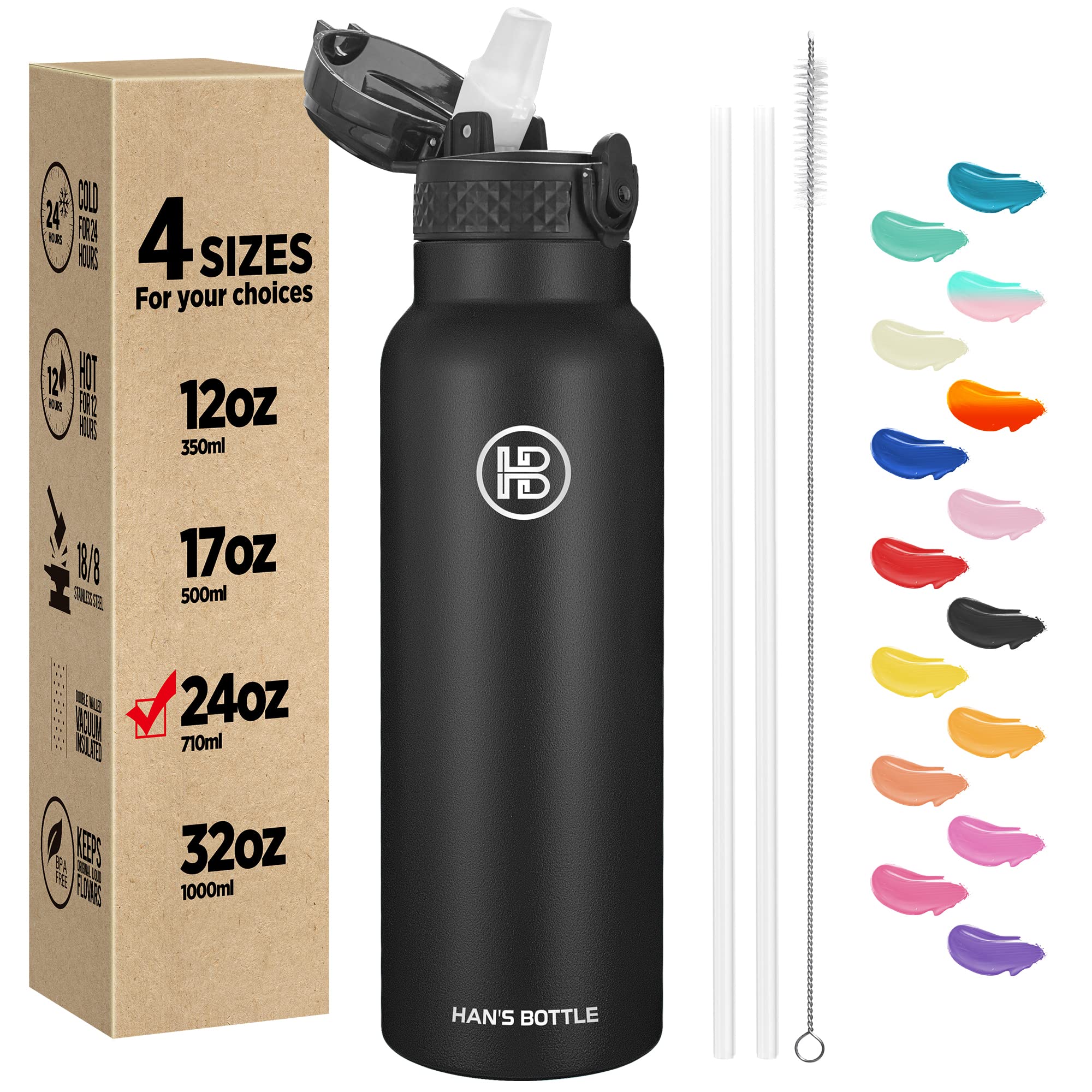 Han's Bottle con tapa de pajilla para entrenamientos y caminatas cómodas