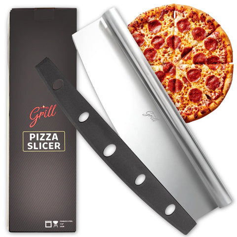 Hans Grill cortador pizza rocker de 14 pulgadas para cortes precisos.