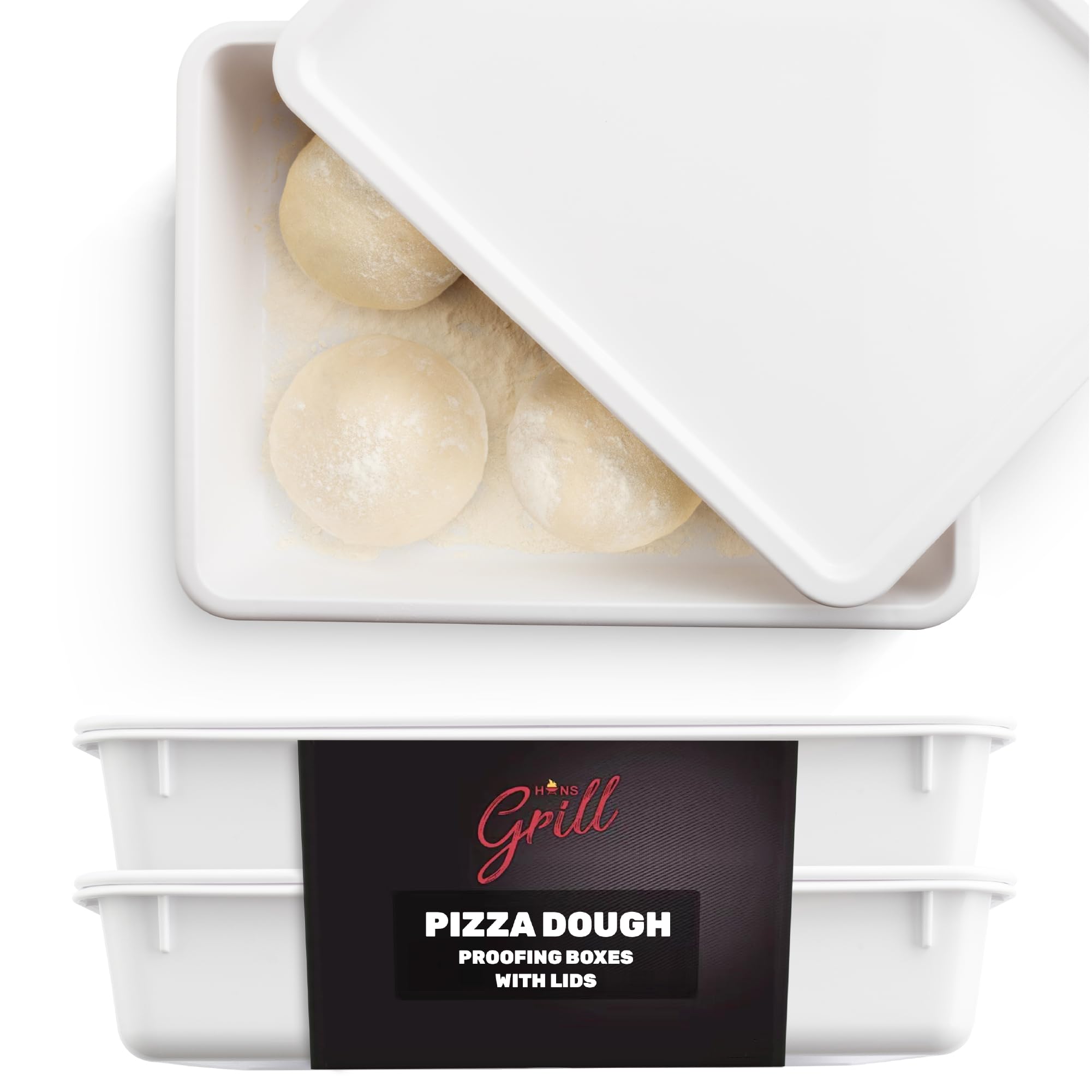 Hansgrill caja fermentacion masa dobles para masa de pizza, facilita fermentación uniforme.