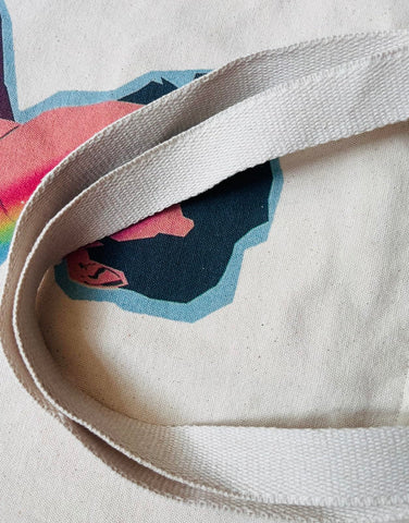 Bolso tote HaoHakka canvas arcoíris trasero, diseño distintivo para mujeres.