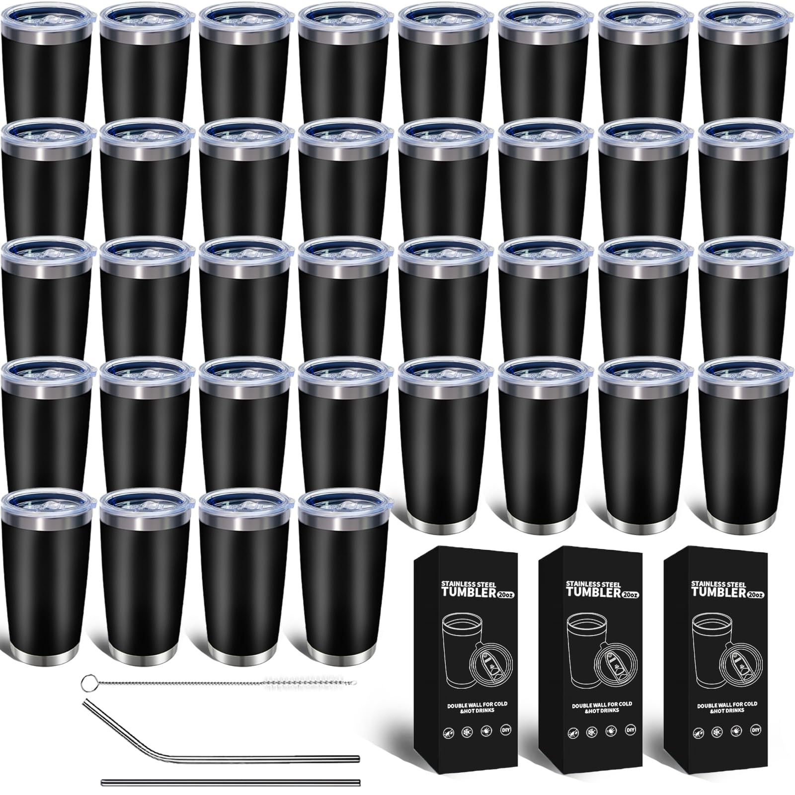 HAOLI vaso termo 20 oz con tapas y pajillas para eventos