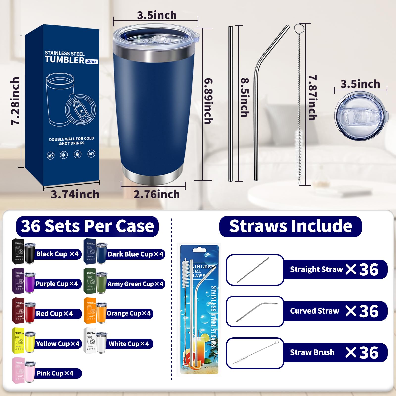 HAOLI juego de 36 vasos térmicos 20 onzas para restaurantes, oficinas y eventos.