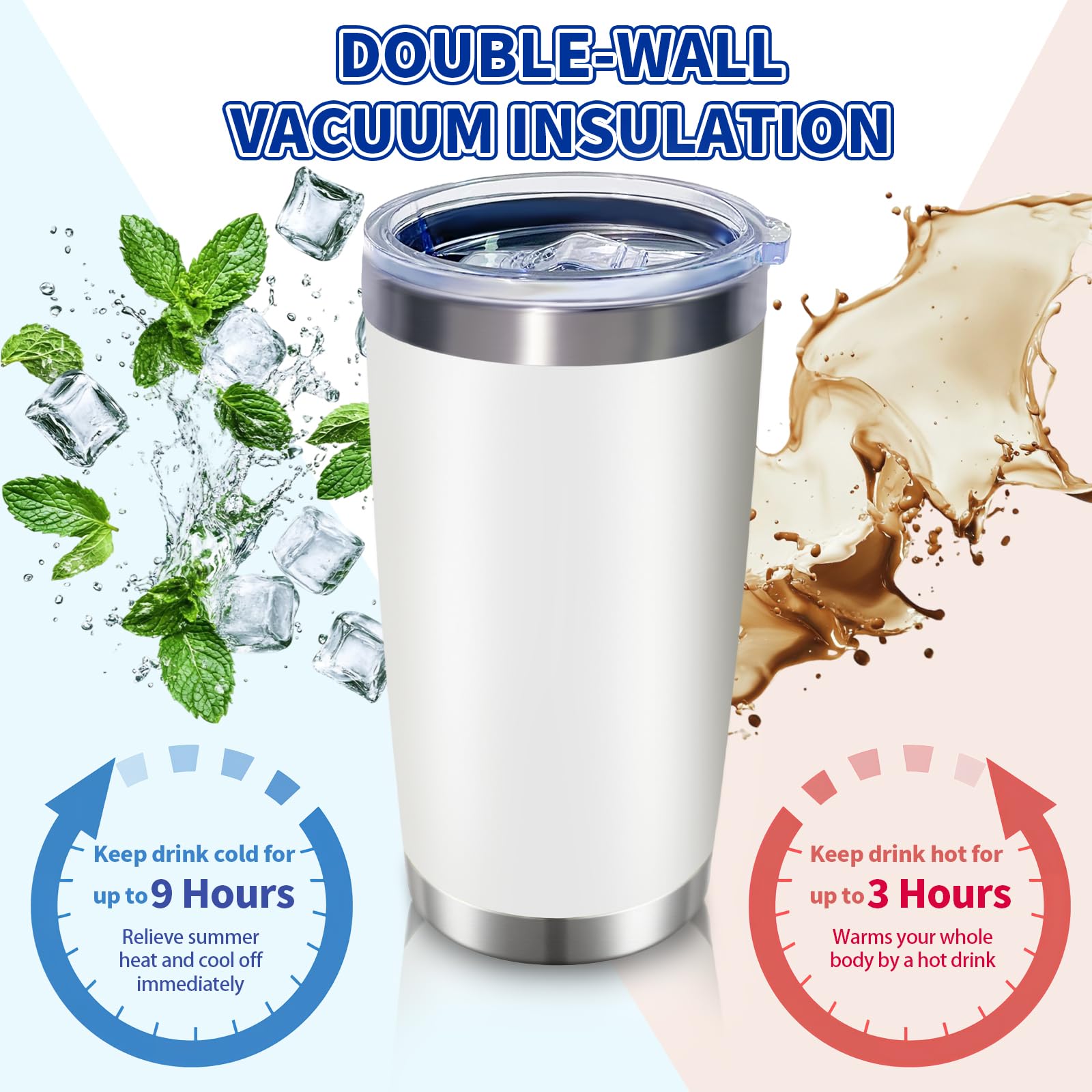 HAOLI vaso térmico 20 onzas con tapa hermética y pajitas reutilizables para viaje.