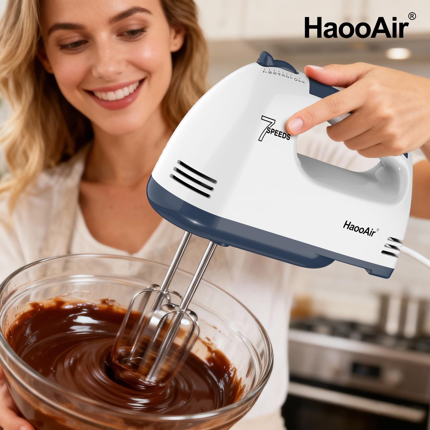 Haooair batidora de mano con accesorios de acero inoxidable para batir y amasar