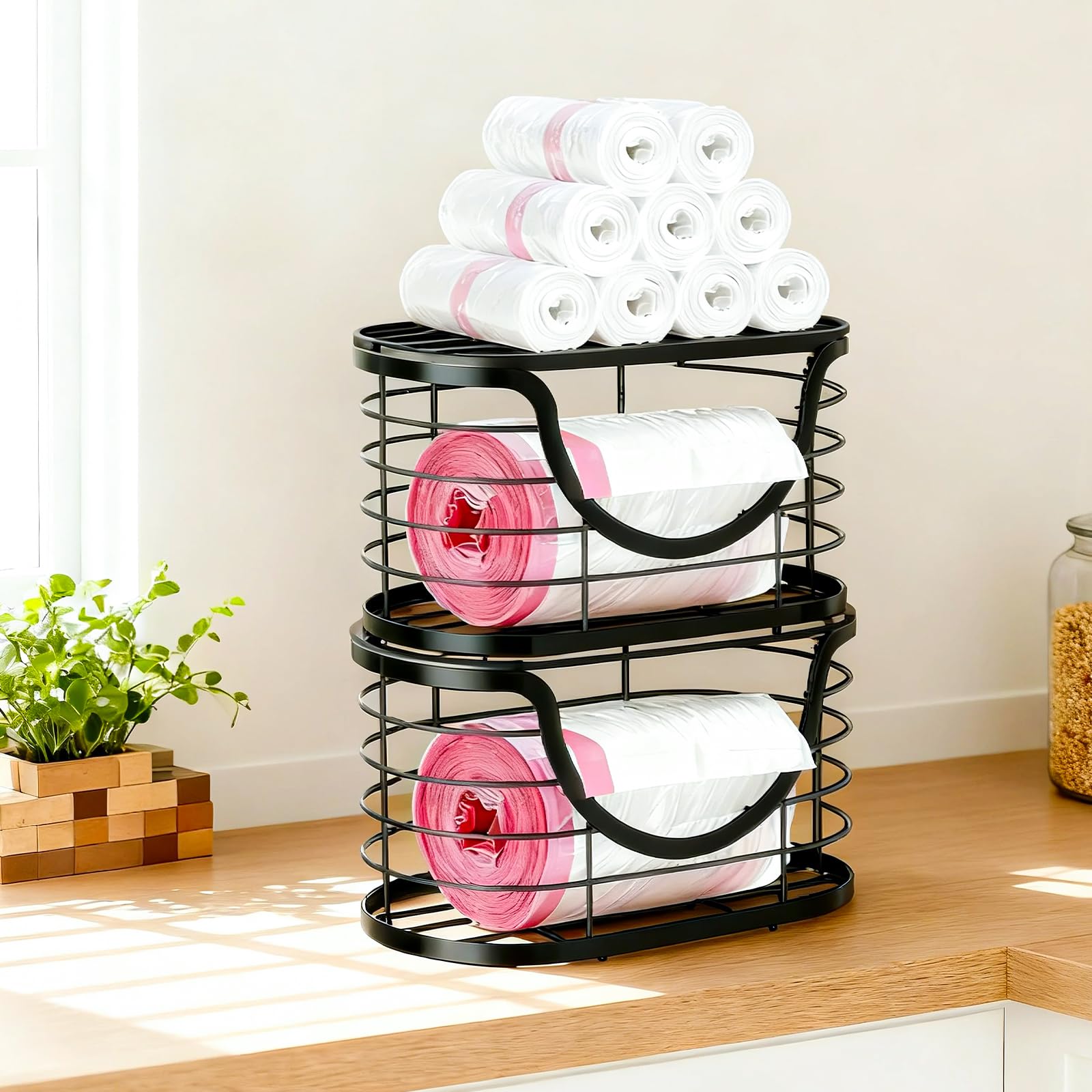 Haotao dispensador de basura montado en pared con adhesivo.