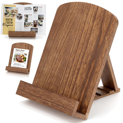Haotao soporte recetario de madera en encimera, lectura fácil de recetas mientras cocinas.