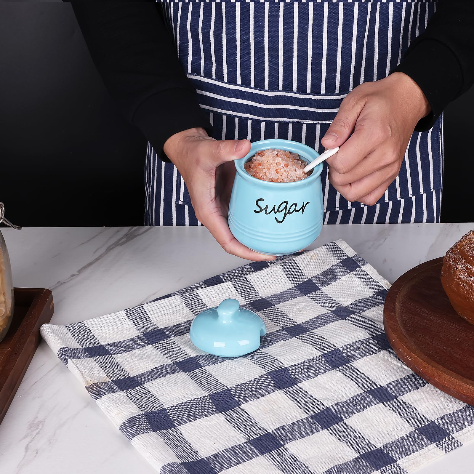 HAOTOP azucarero con tapa y cuchara, perfecto para la mesa