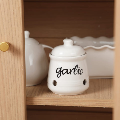 HAOTOP diseño rustico en contenedor de ajo cerámico para cocina.
