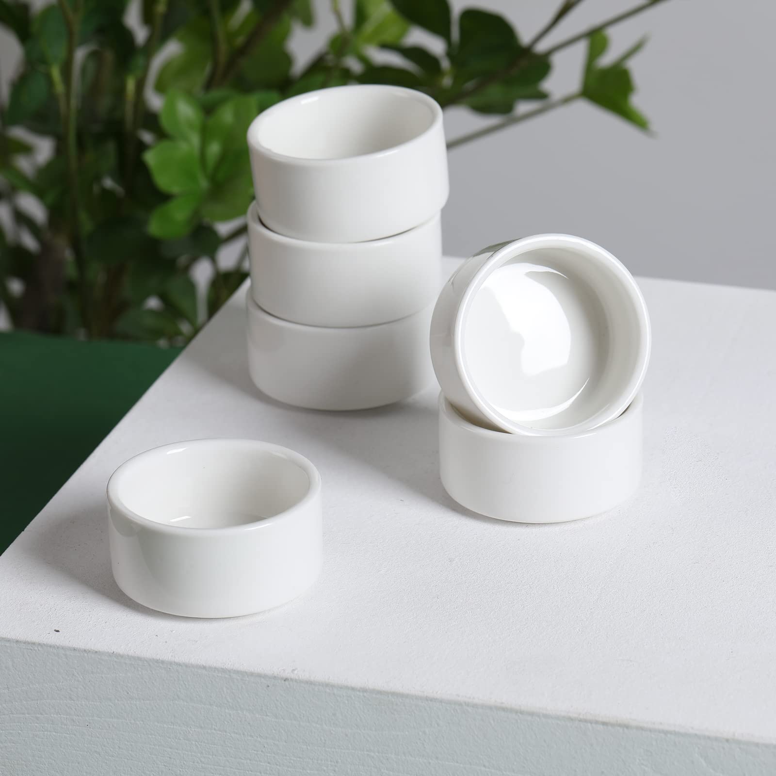 Ramequines HAOTOP mini cerámica blanca para snacks.