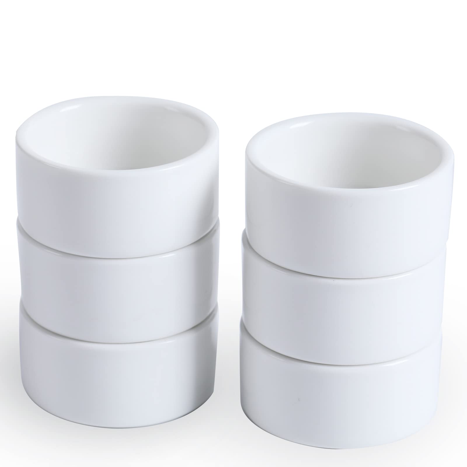 HAOTOP ramequines mini de porcelana blancos; set de 6 para presentación elegante en mesa.