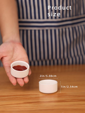 Ramequines HAOTOP para salsas; diseño compacto en porcelana blanca.