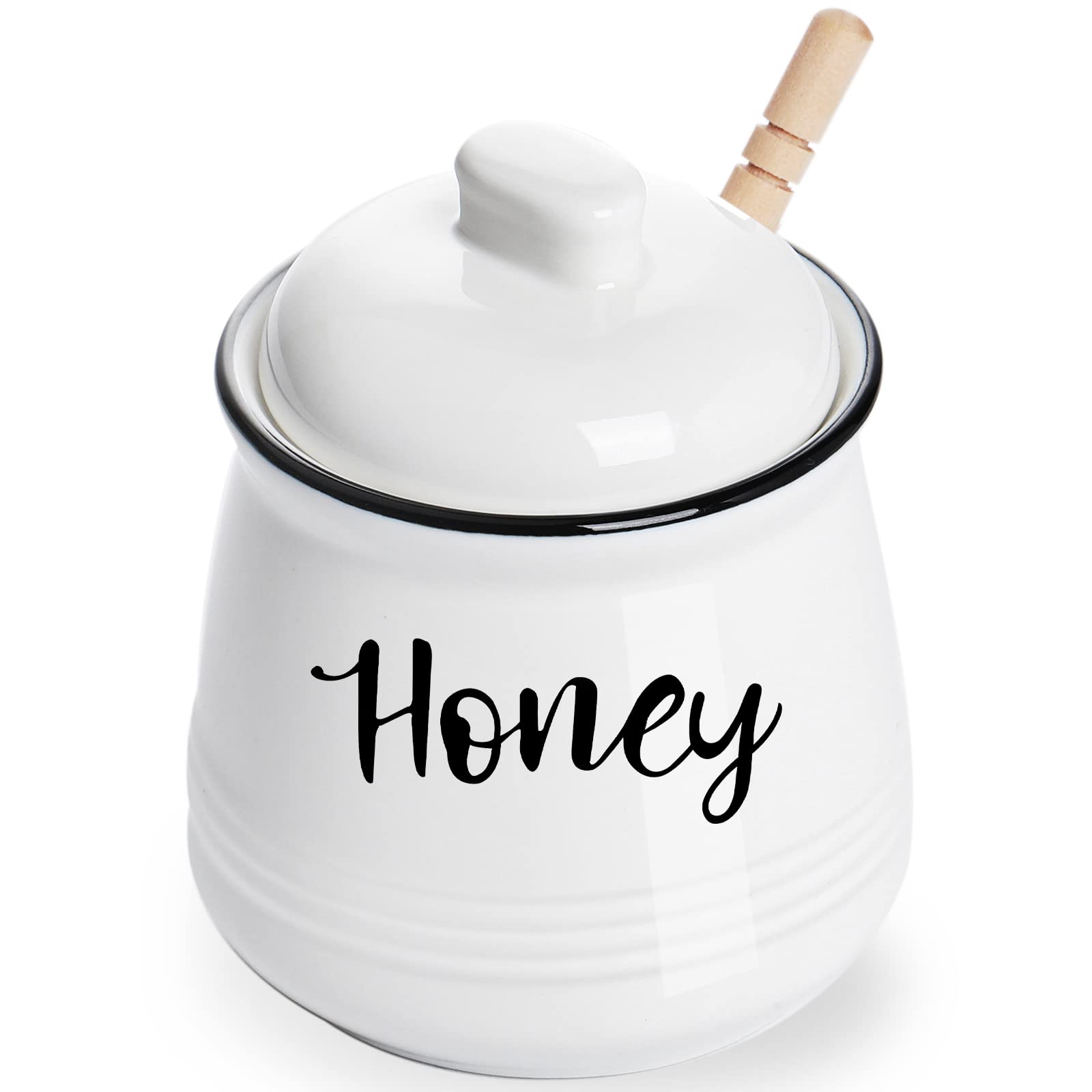HAOTOP tarro de miel con pala y tapa blanco, ideal para uso diario.