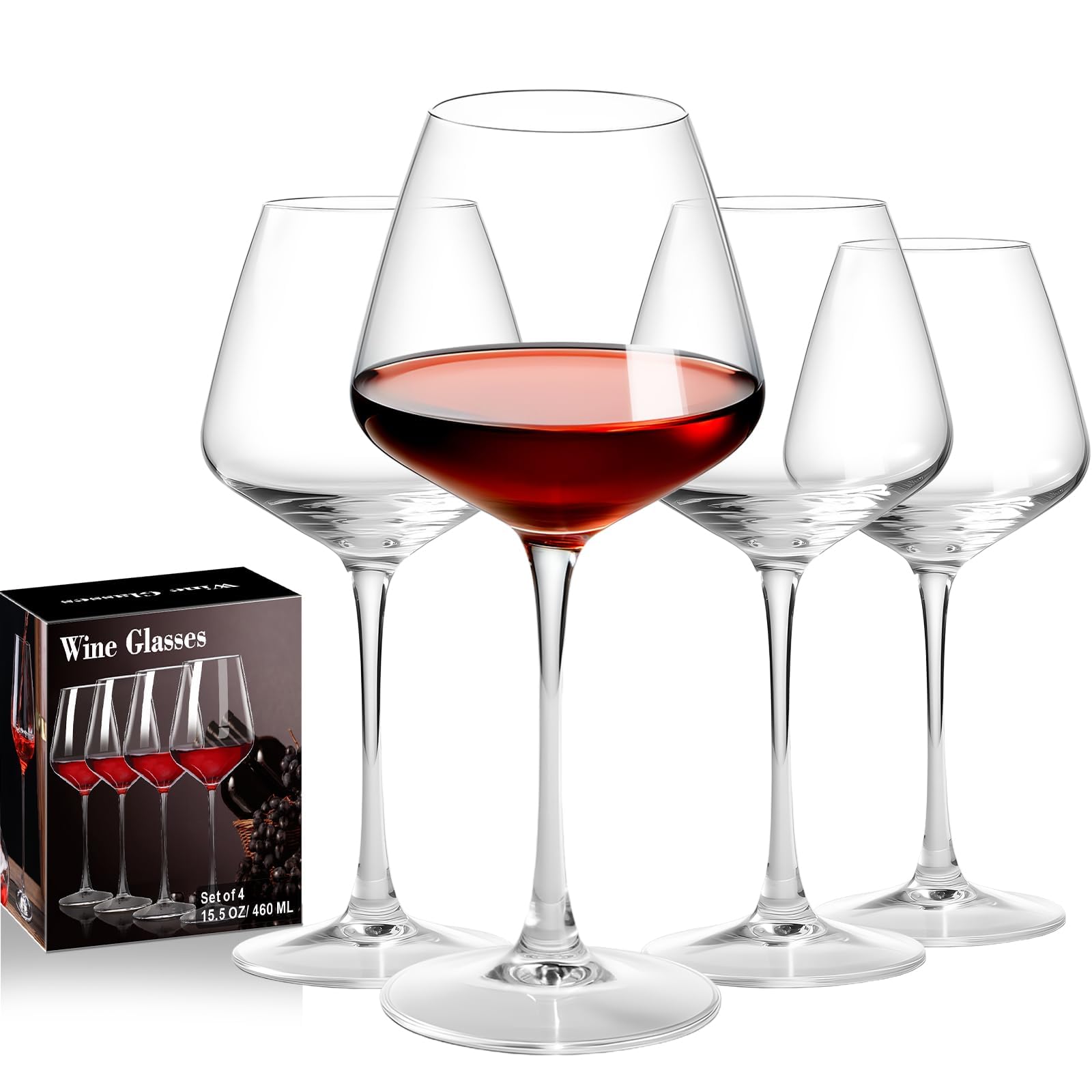 Haoxishui conjunto de copas de vino tinto 16 onzas, soplado a mano, elegante para cenas