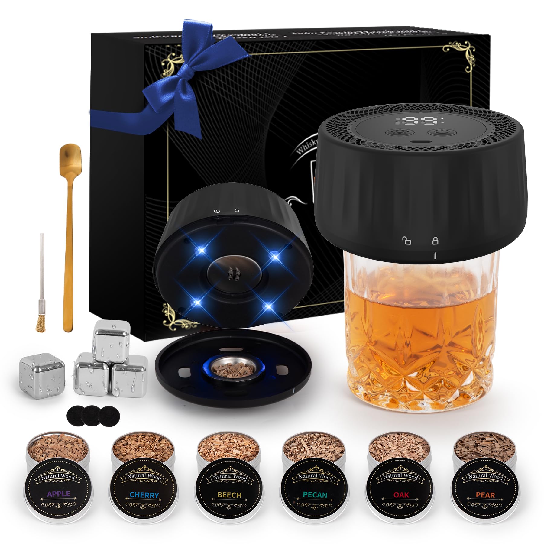 HAOYOUBI kit de ahumado para whisky con luces LED para una experiencia visual