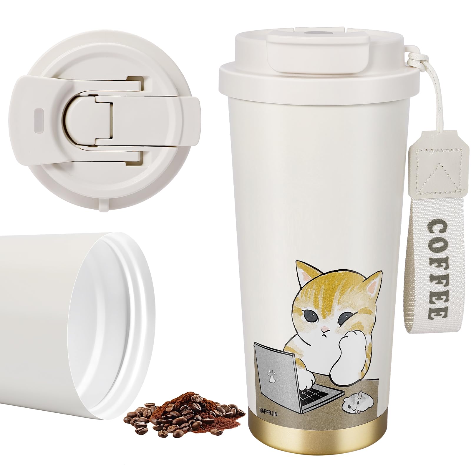 HAPFRJIN Taza térmica con interior cerámico para sabor puro.