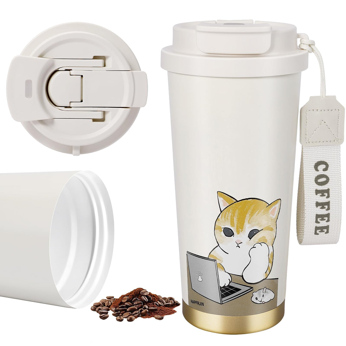 HAPFRJIN Taza térmica con interior cerámico para sabor puro.