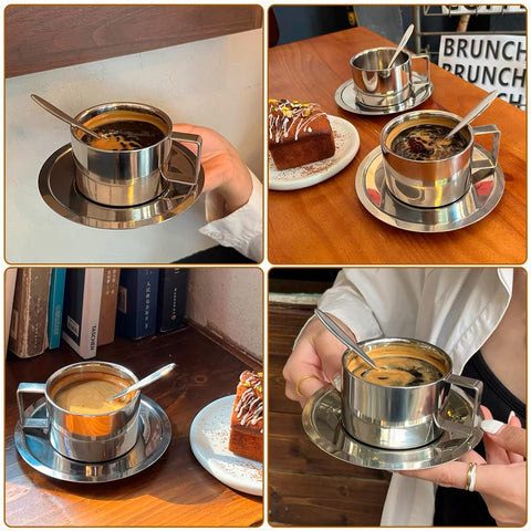 Juego Hapivida tazas cafe 200ml con cuchara, ideal para espresso y latte