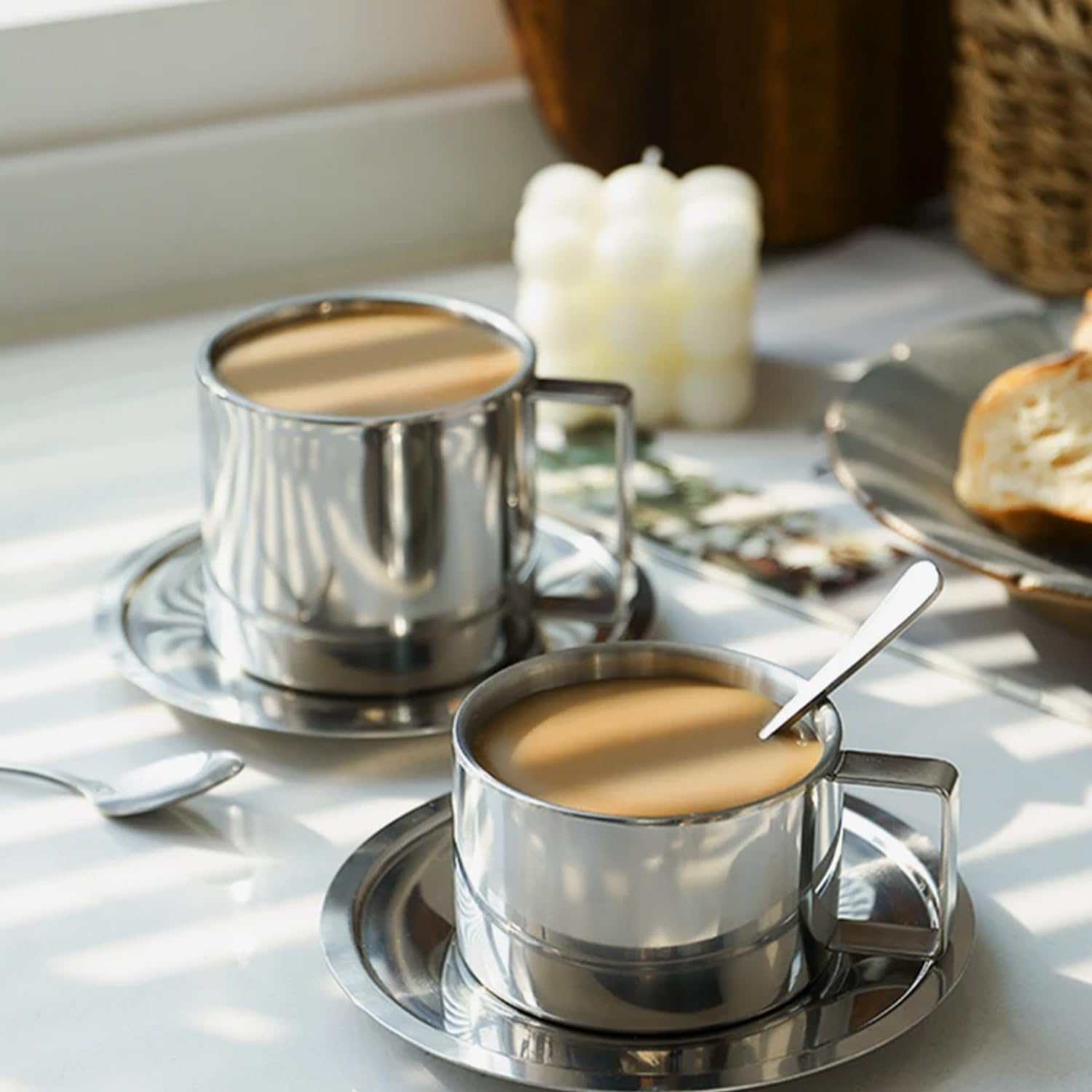 Taza de té Hapivida 200ml en acero inoxidable, doble pared para bebidas calientes