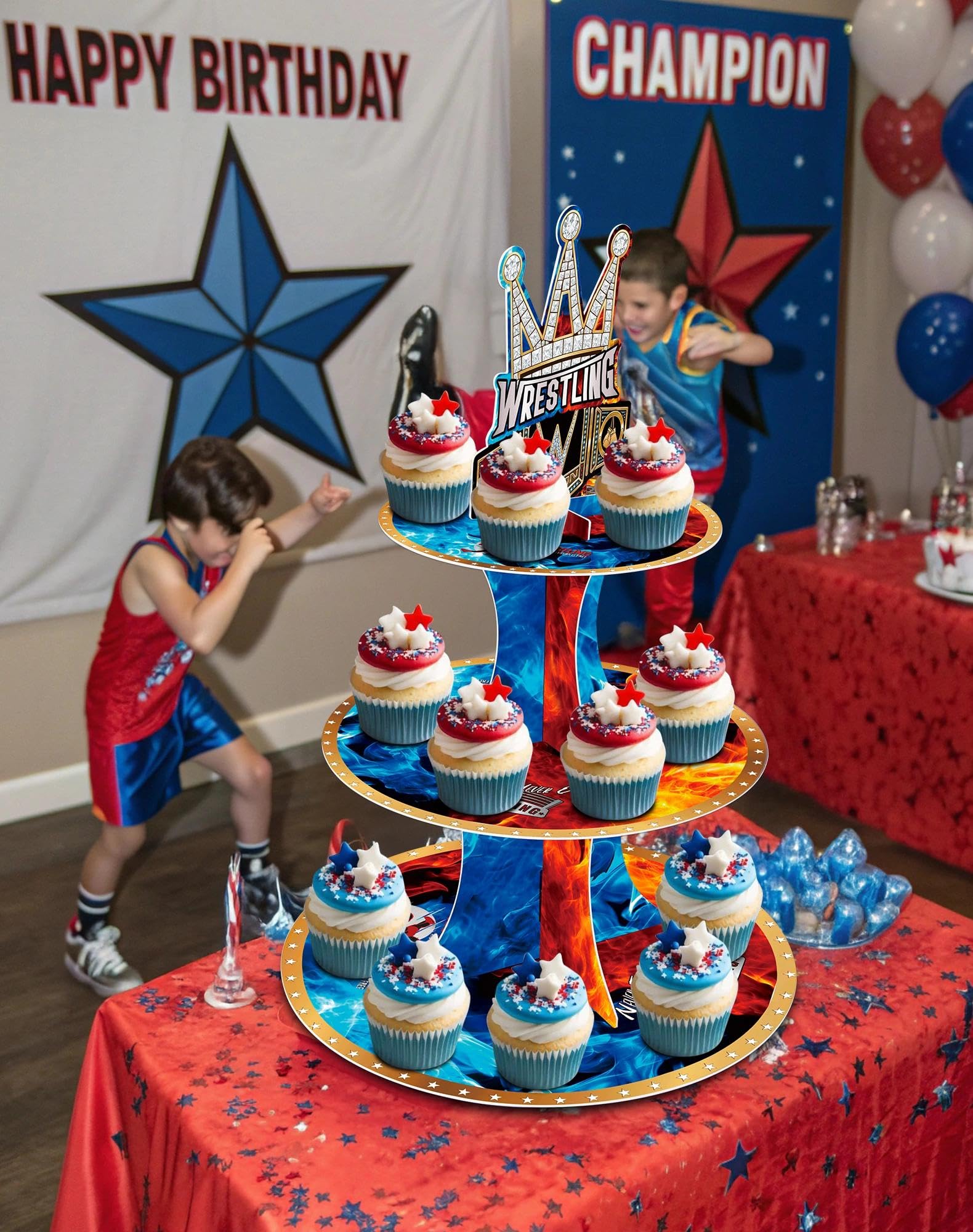 HAPPARTY ensamble-dulces-wrestling: montaje rápido para fiestas sin complicaciones
