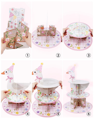 Ganso Payaso de HAPPARTY: diseño adorable con flores y guirnaldas para fiestas infantiles.