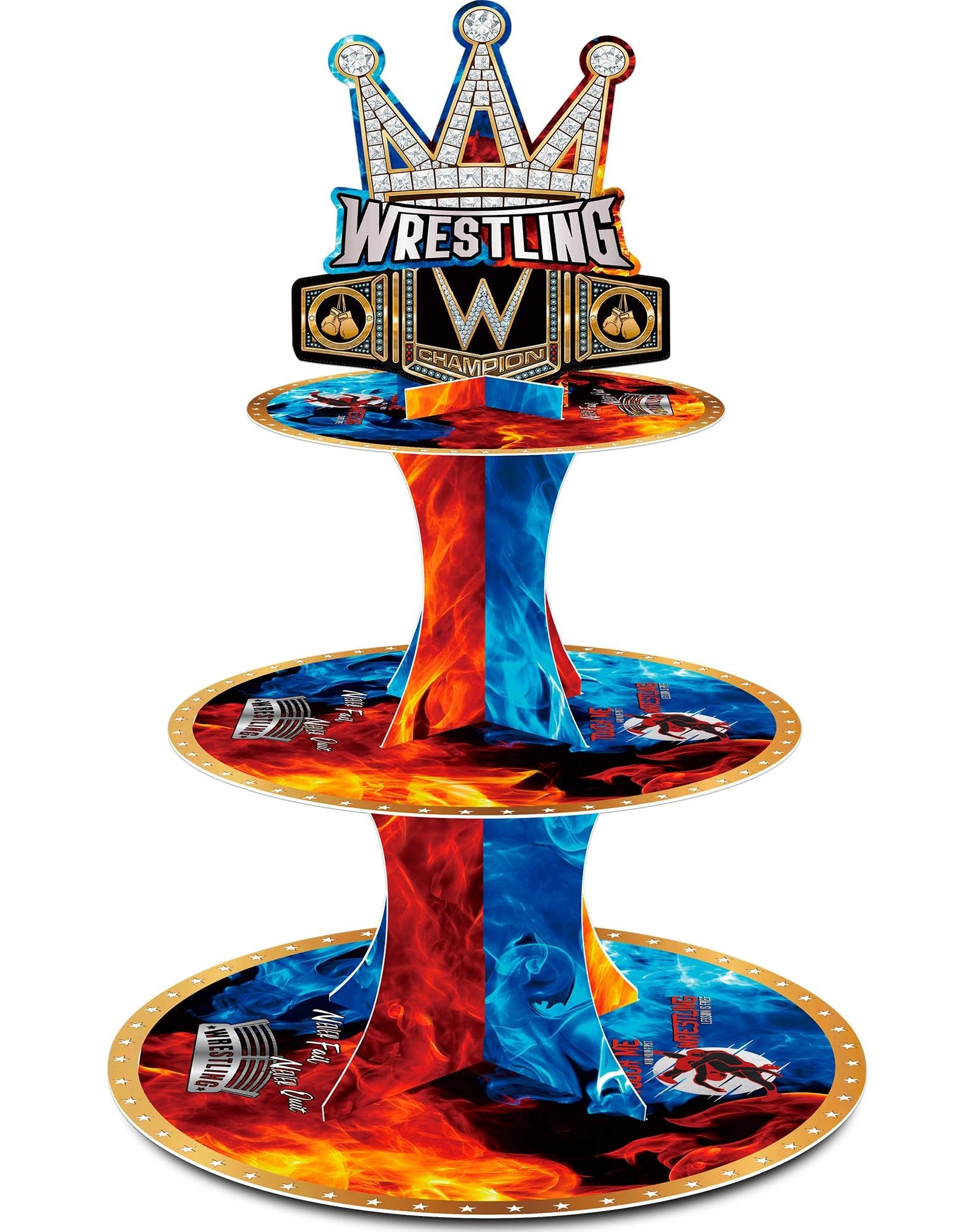 HAPPARTY torre-cupcakes-wrestling: centro llamativo para fiesta deportiva de lucha