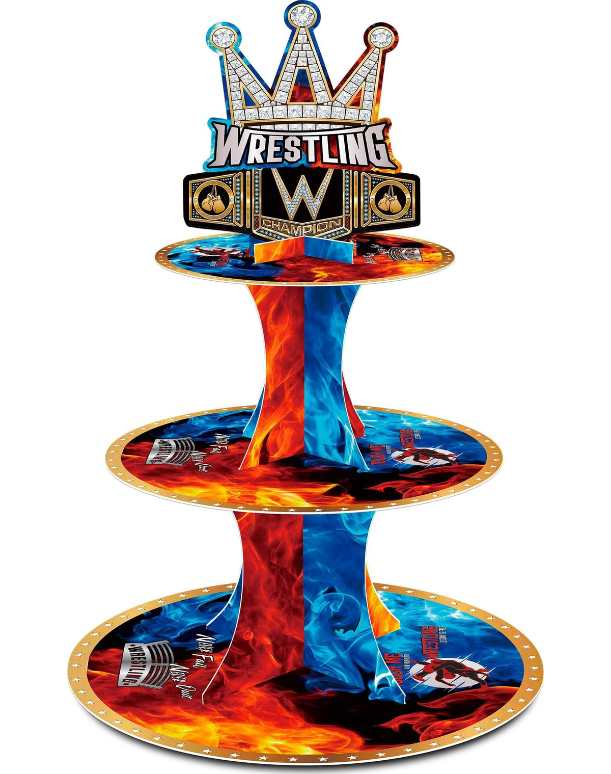 HAPPARTY torre-cupcakes-wrestling: centro llamativo para fiesta deportiva de lucha