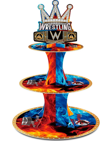 HAPPARTY torre-cupcakes-wrestling: centro llamativo para fiesta deportiva de lucha