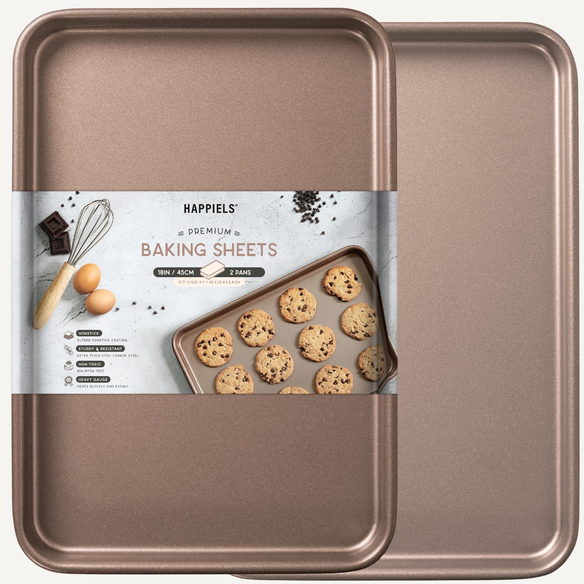 Bandeja HAPPIELS para hornear media 18 pulgadas, pack 2, ideal para galletas.