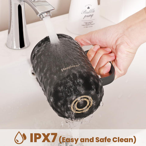 Resistente IPX7 Happiness facilita limpieza a mano.