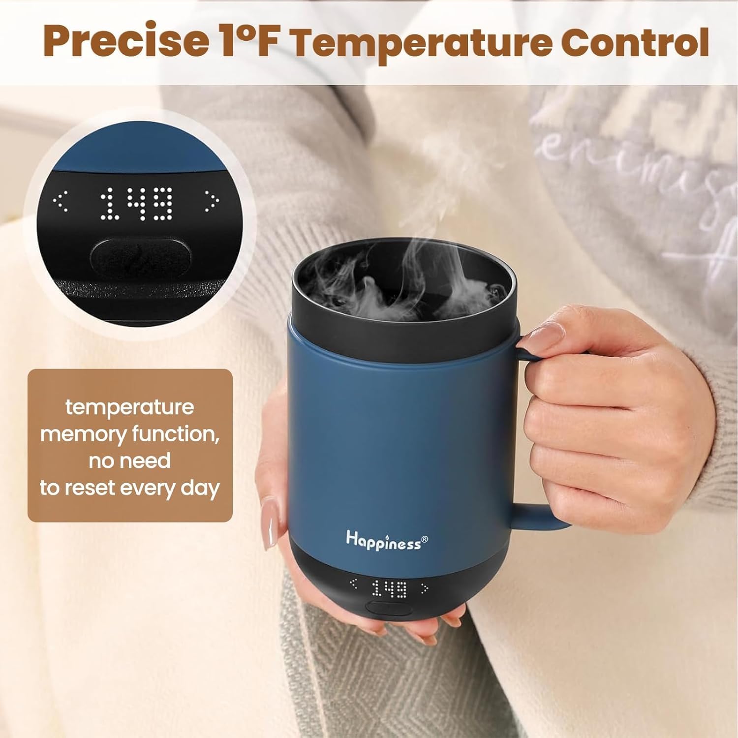 Tapa Happiness antiderrames evita derrames y mantiene el calor estable.