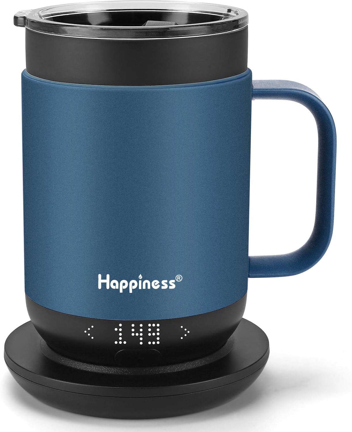 Taza Happiness con cafe caliente preciso mantiene la temperatura para disfrutarla.