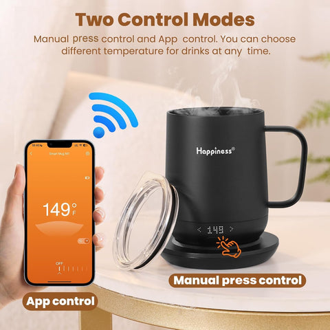 Control por botón y aplicación Happiness para ajustar la temperatura