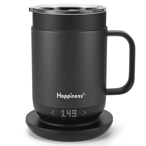 Taza Happiness con calefacción de 16 onzas mantiene tu café caliente por horas.