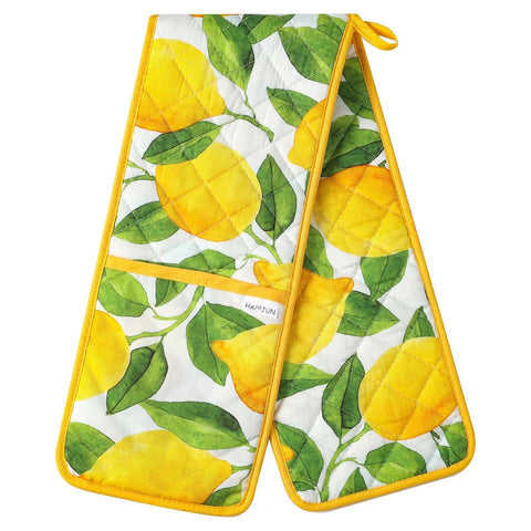 Guante HAPPJUN de horno con doble aislamiento y estampado limón para hornear seguro