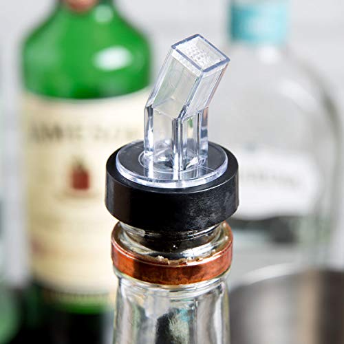 Happy Hour Supplies vertedor de licor con filtro y collar negro para verter sin derrames