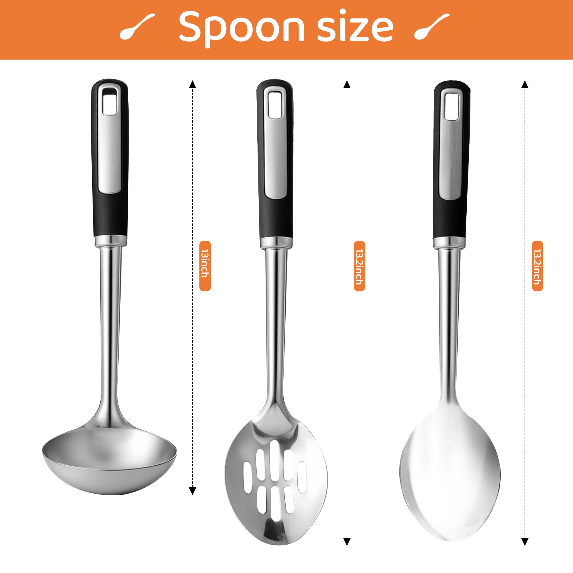 Cuchara de sopa HAPPY KIT en acero inoxidable para servir porciones abundantes.