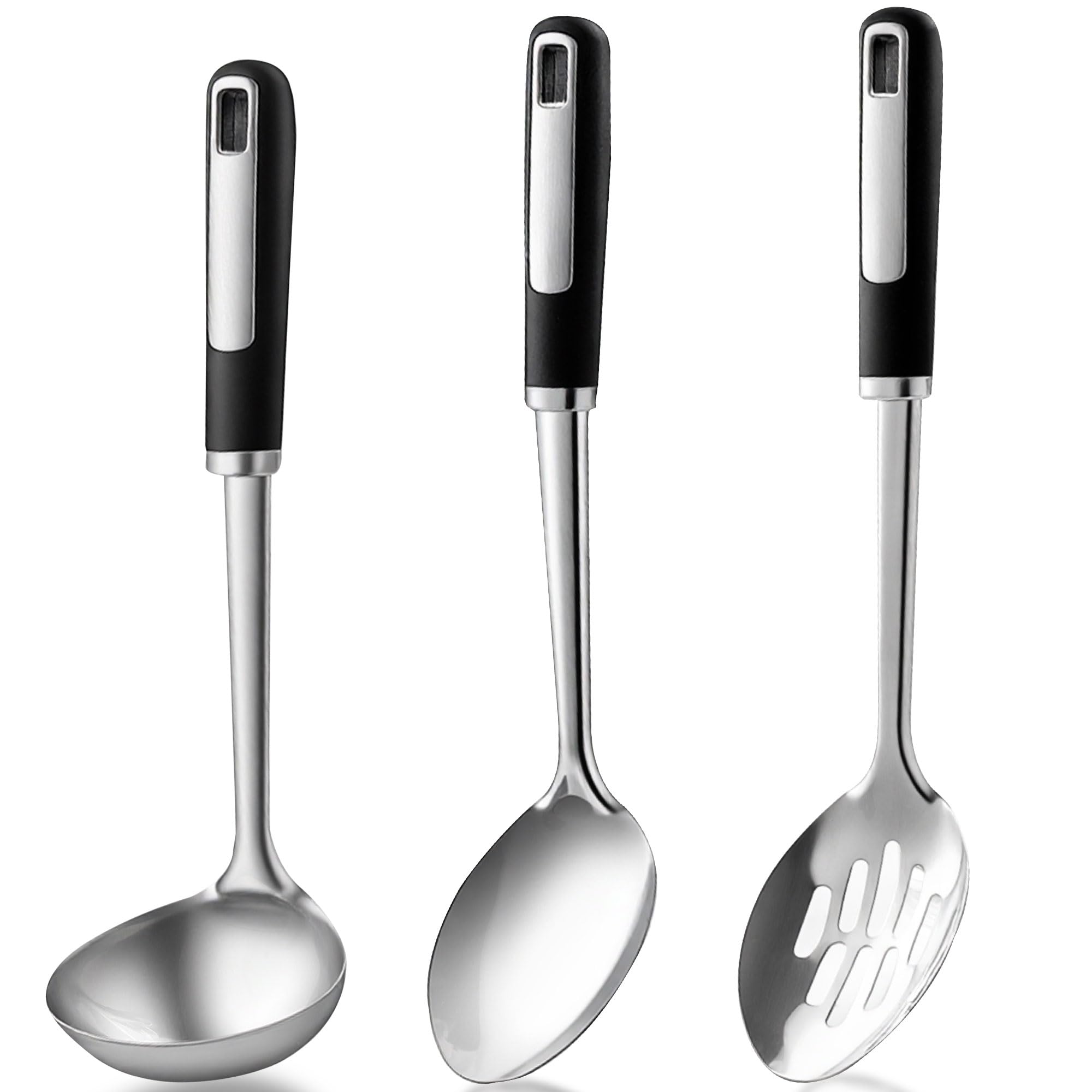 Cucharas HAPPY KIT de acero inoxidable grandes para servir en buffets.