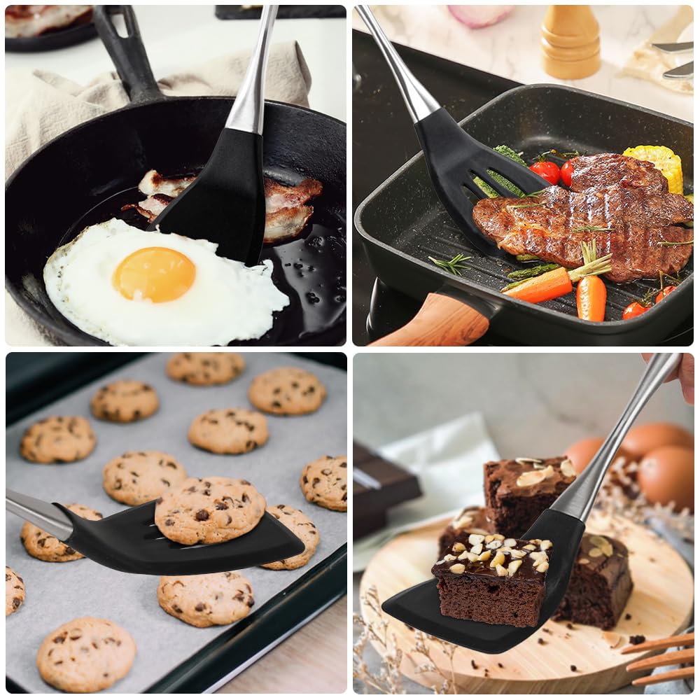 Espátula de silicona Happy Kit apta para sartenes antiadherentes, cocina suave.