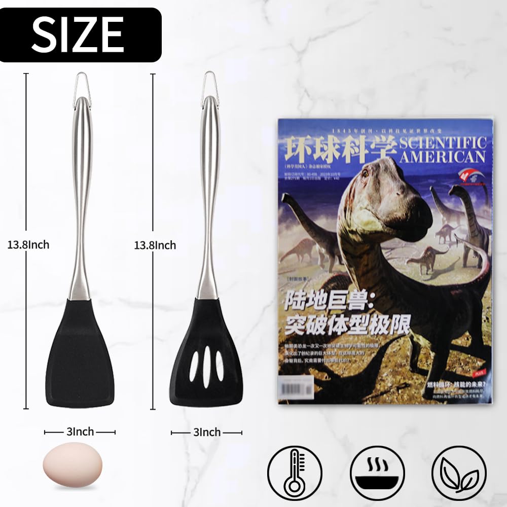 Espátula de silicona con ranuras de Happy Kit, ideal para voltear huevos o pescado sin desarmar.