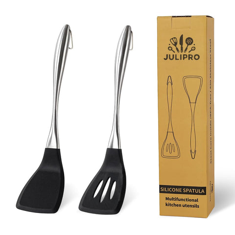 Espátula de silicona dura de Happy Kit, sólida y apta para cocinar sin rayar sartenes antiadherentes.
