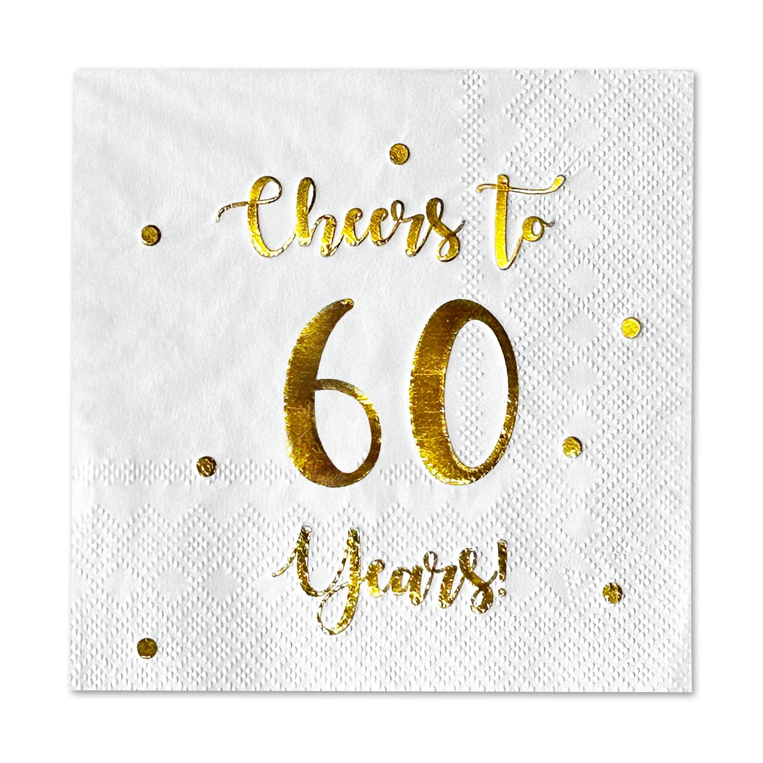 Happy Palace Cheers-60-anos servilletas: texto dorado para brindis con estilo